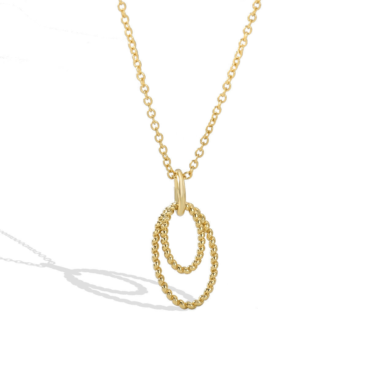 N0128 Hot Selling Jewelry Simple Trendy Double Loop Braided Pendant Collarbone Chain Vintage Necklace