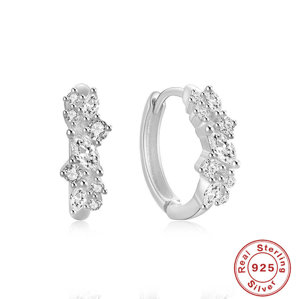 S925Sterling Silver Cluster Diamond Earrings Hot Selling Classic Hoop Hoop Earrings for Women