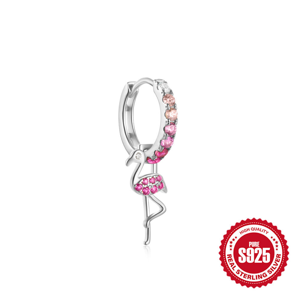 925Sterling Silver Inlaid Diamond Animal Goldfish Pendant Hoop Earrings Hot-Selling Heart Lightning Earrings for Women