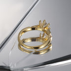 R0517 Simple Elegant Fashion Ring for Women Brass Gold-Plated Six-Prong Zircon Vintage Ring