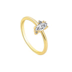 R0256 Plating18K Real Gold Horse Eye Zircon Ring for Women Minimalist Stacking Band Cool Simple Tail Ring