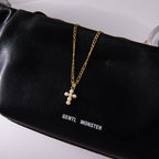 Imitation Pearl Cross Necklace Accessories Women Stainless Steel Jewelry Non-Fading