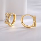 E0672 Fashion Design X Shaped Earrings Women's Micro-encrusted Zirconia Simple Ear Buckle
