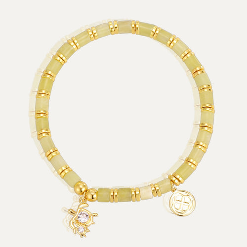 14K Gold-Plated Brass Turtle CZ Bracelet in a gold-tone brass finish