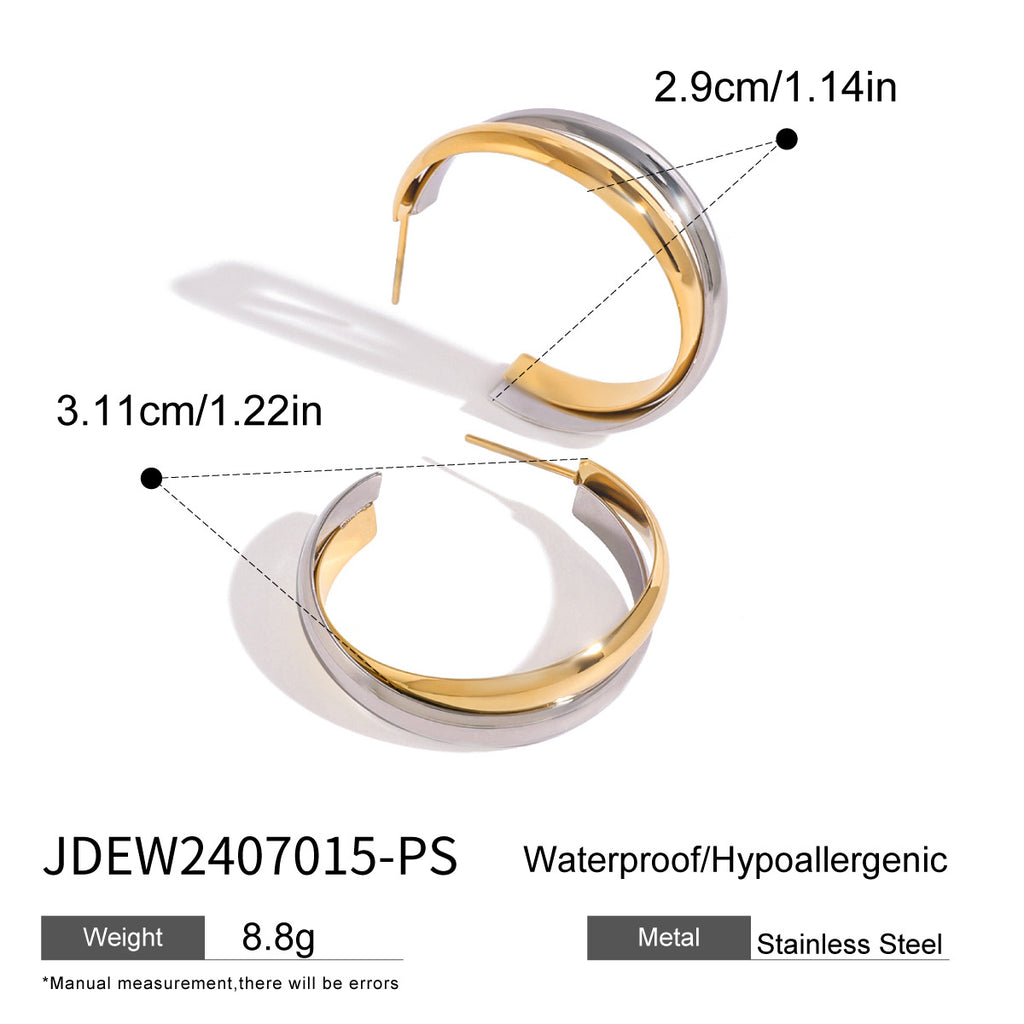 2H Stainless Steel Color Matching Wrapped Earrings Gold Silver