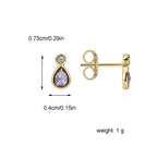 E0360 Simple Water Drop Shape Purple Zircon Earrings for Women Lightweight Style