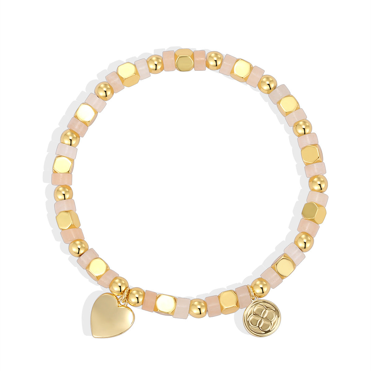 B0333 Fashionable and Romantic Heart Pendant Beaded Chalcedony Bracelet