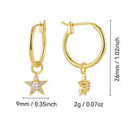 E0803 Dongdaemun Fashion Gold-Plated Earrings for Women Five-Pointed Star Inlaid with Zirconia Jewelry Design Sense Earrings