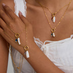 Twelve Birthstone Pearl Necklace Choker Stainless Steel Jewelry Collarbone Chain Accessory