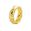 Gold-Plated Brass Hammered Asymmetric Ring with a asymmetric design profile