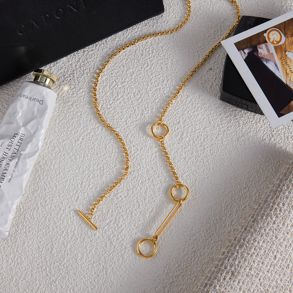 Women's Necklace Accessories OT Buckle Y Chain Link Stainless Steel Jewelry