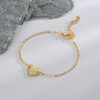 B0182  Korean Version Fashion Simple Heart-shaped Bracelet for Women gold Love Heart26Minimalist Letter Style