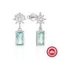 Octagonal Star Blue Stone 925 Sterling Silver Stud Earrings — decorative detail — jewelry finish and design detail