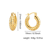 E0329 S925Silver Needle Design Hemp Rope Pattern Smooth Earrings for Women Brass Gold-Plated Hoop Earrings