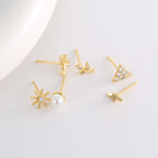 E0759 Dongdaemun Fashion Creative Set Earrings for Women Gold-Plated Inlaid with Shell Beads and Zircon Multi-Element Earrings