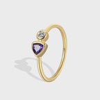 CYR0232 Brass Gold-Plated Triangle Purple Zircon Ring for Women Modern Simple Micro-Inlaid White Zircon