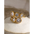 Original Style！！18k Gold Stainless Steel/Irregular Round Zircon Open Ring