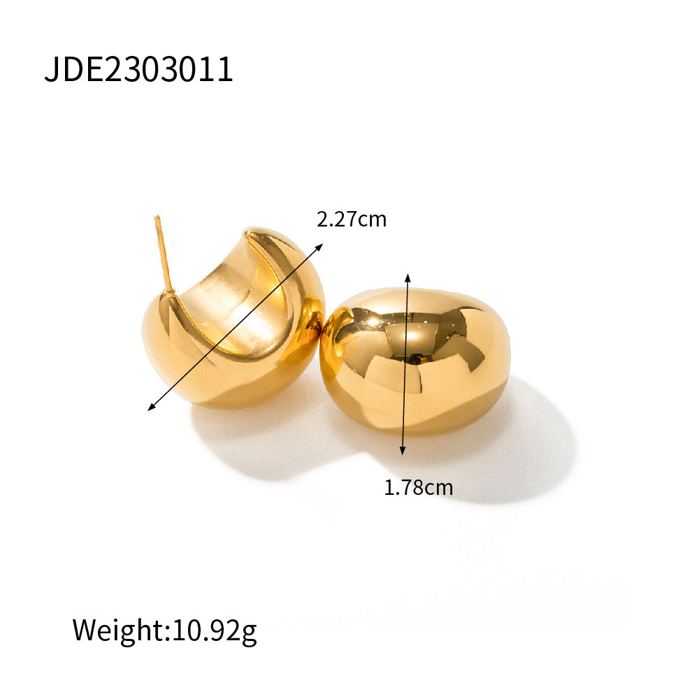 Fashion Trendy Earrings18K Golden Ball Semi-Circular Thick C Hollow-shaped Earrings for Women Trendy Earrings