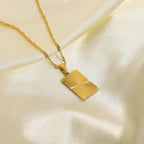 2H New Sunshine Coin Necklace 18K Gold-plated316L Stainless Steel Rectangular Pendant Necklace Geometric Necklace for Women