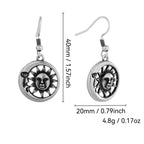 E0712 Design Sense Moon Sun Smiley Face Ear Hooks Ancient silver Cool Style Creative Earrings