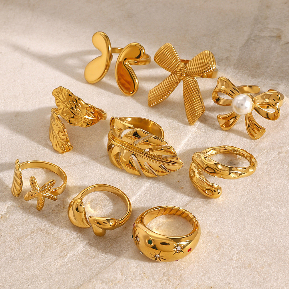 Stainless Steel Pearl Ring Personality Item rings