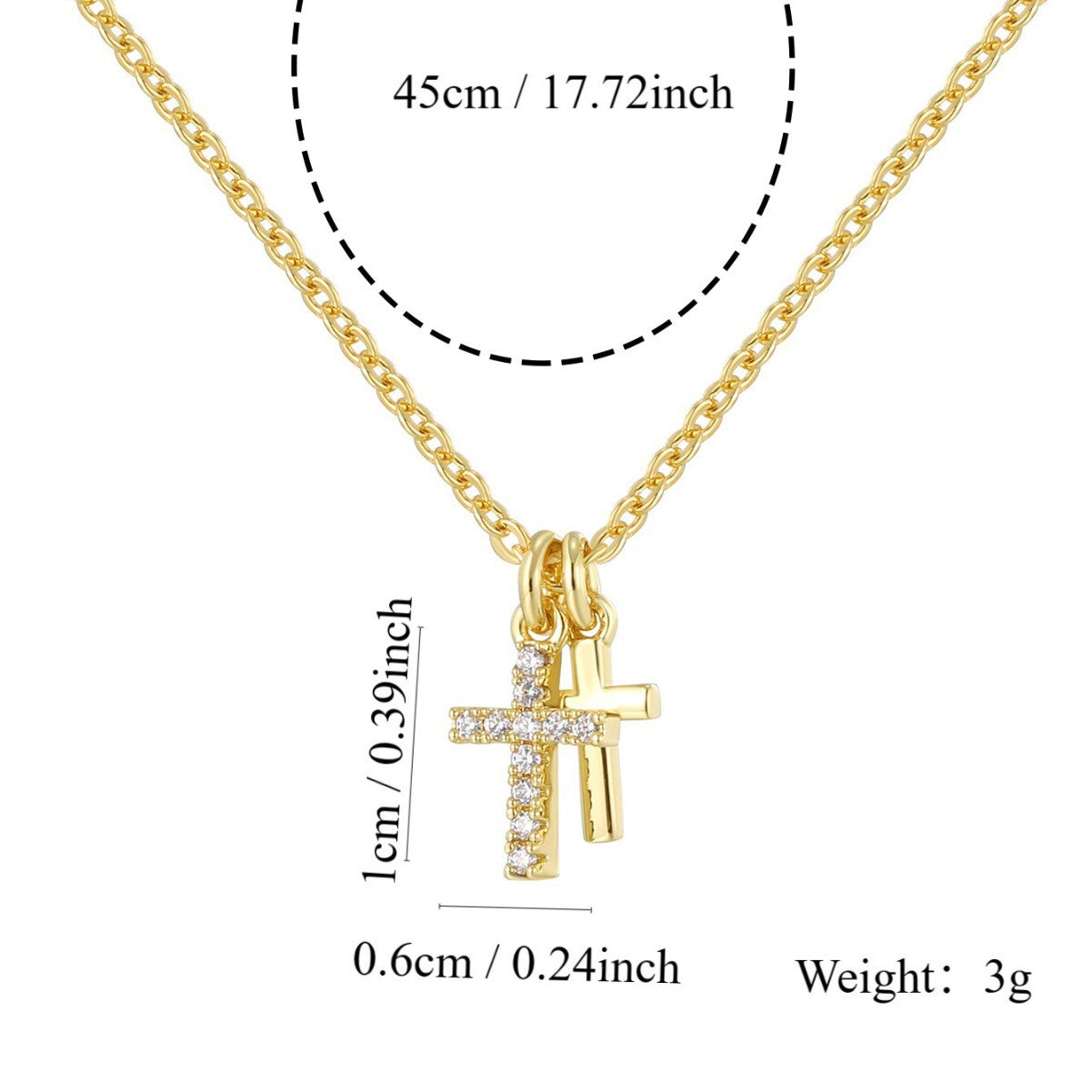 N0292 Retro Personalized Design Necklace for Women Gold-Plated Zircon Cross Pendant