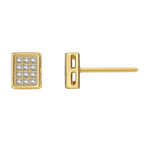 E0559 Fashionable Minimalist Design Earrings for Women Brass Gold-Plated Micro-Inlaid Zircon Square Stud Earrings