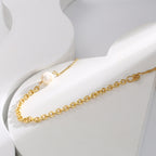 N0218 Simple Design O Word Chain Clavicle Chain Female Brass Gold Plated fashion retro Shell Bead Necklace