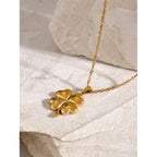 2H 18K Gold Stainless Steel Four-Leaf Clover Pendant Necklace Summer New Fashion Simple Necklace Pendant
