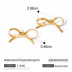 2H 18K Gold Stainless Steel Bow Earrings for Women Fashion Simple Snake Bone Chain Small Stud Earrings