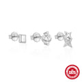 Geometric Star Moon Pearl 925 Sterling Silver Earring Set — design contour — alternate angle 2 — jewelry finish and design detail