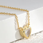 N0186 Korean Simple Heart Zircon Necklace Collarbone Chain for Women with Design Sense Pendant Jewelry