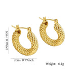 E0309 Vintage Earrings for Women Brass Gold-Plated Threaded Fashionable Vintage Braided Hoop Earrings