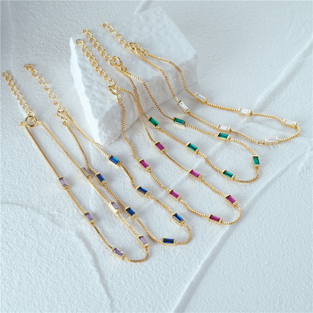 925 Sterling Silver Ultra Sparkling Color Diamond Bracelet