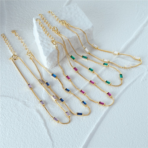Colorful Zircon 925 Sterling Silver Bracelet — side profile