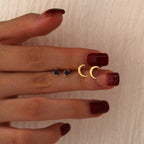 SE0248 S925Silver Star Moon Earrings Vintage Zircon Two Pairs of Earrings