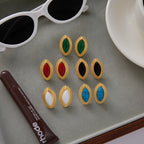 2H Agate Earrings Stainless Steel Blue Turquoise Jewelry Non-Fading