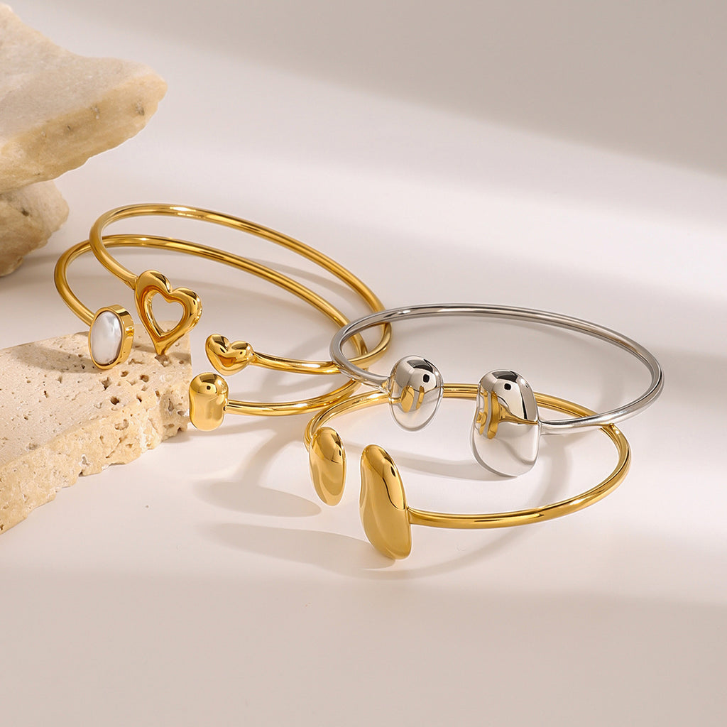 Stainless Steel Water Drop Open Bracelet Earrings Jewelry