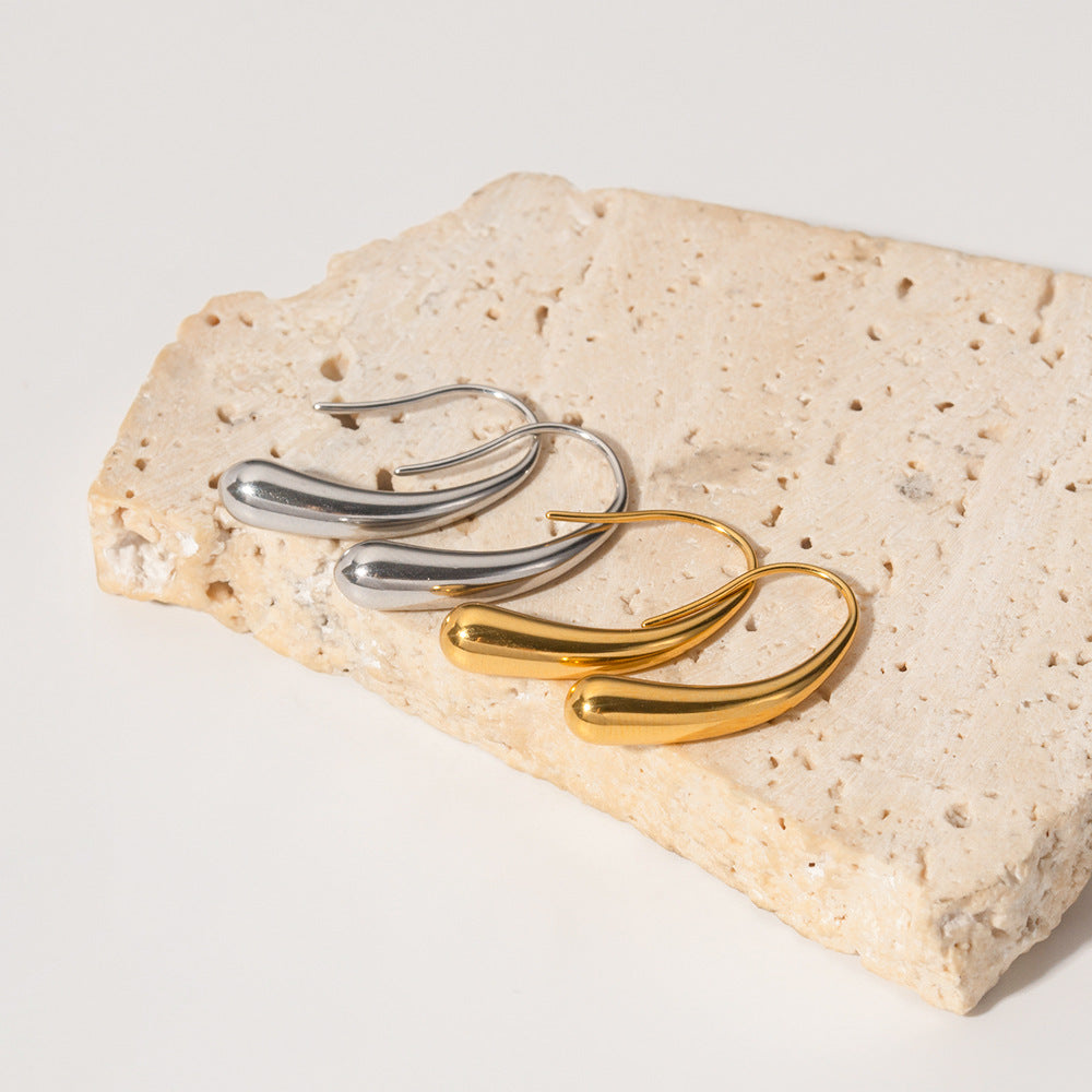 16K Gold Stainless Steel Irregular Water Drop Earrings Design Sense Women's Fashion Versatile Geometric Earrings