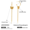Gold-Plated Butterfly Tassel Stainless Steel Drop Earrings — alternate product view — jewelry finish and design detail