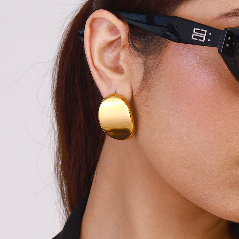 2H Stainless Steel Oval Stud Earrings Personality Earrings Ear Jewelry earrings Ornament