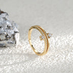 R0244 Brass Gold-Plated Joint Ring One-Piece Wholesale Fashion Personality Double Zirconia Ring