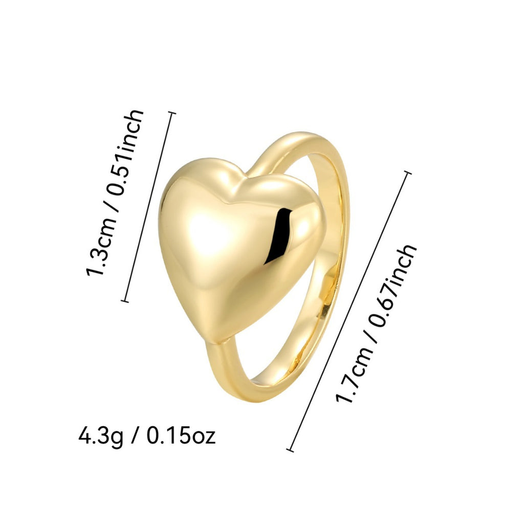 CYR0605 Simple Three-Dimensional Heart Peach Heart Copper Ring
