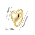 CYR0605 Simple Three-Dimensional Heart Peach Heart Copper Ring