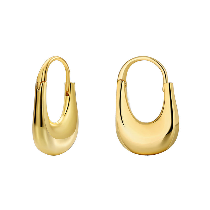 Gold-Plated Brass U-Shaped Earrings styled for independent jewelry boutiques