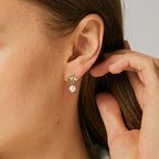 E0348 S925Silver Needle Flower Pearl Earrings for Women Super Fairy Sweet Retro Earrings Jewelry