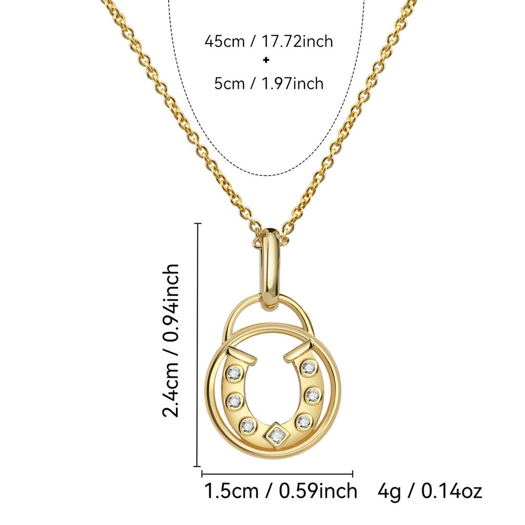 N0148 Round Hollow Horseshoe Zircon Necklace for Women Minimalist Choker Accessories