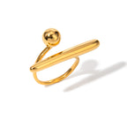 2H 18K Gold Stainless Steel/Geometric Minimalist Open Ring Cool Style Unique Design Steel Color Ring