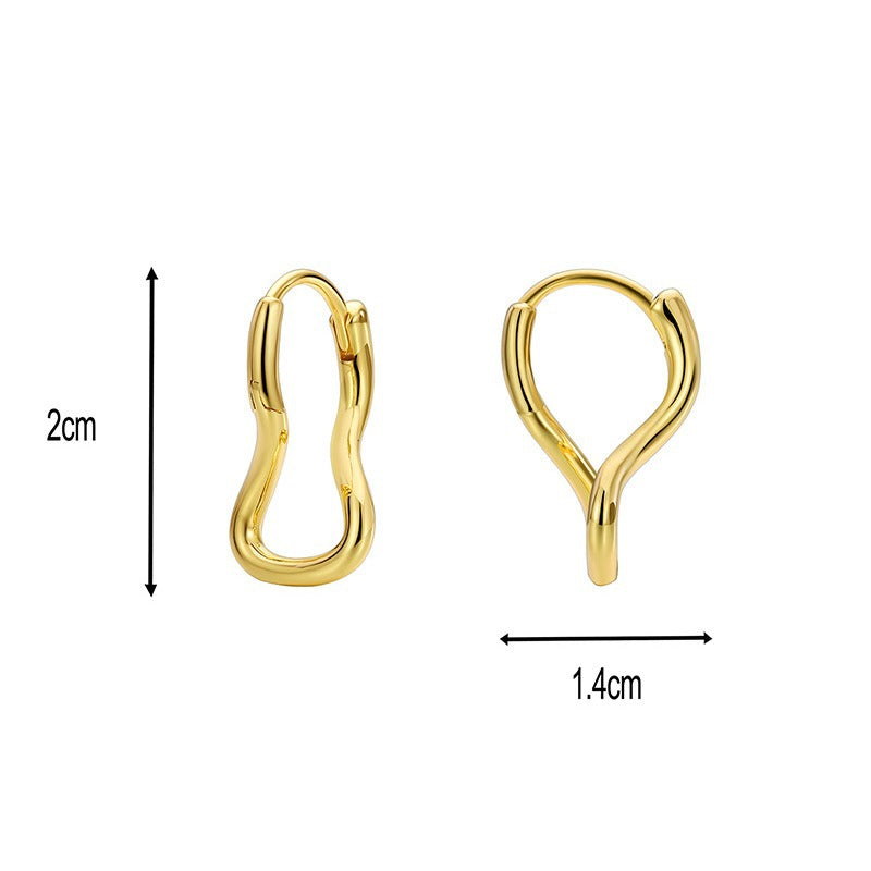 E0615 Design Sense Geometric Twisted Earrings for Women Brass Gold Plated Fashion Smooth Surface Ear Jewelry