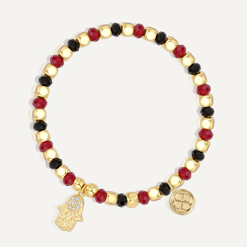 B0292 Bohemian Flower Inlaid Zircon Vintage Beaded Design Bracelet